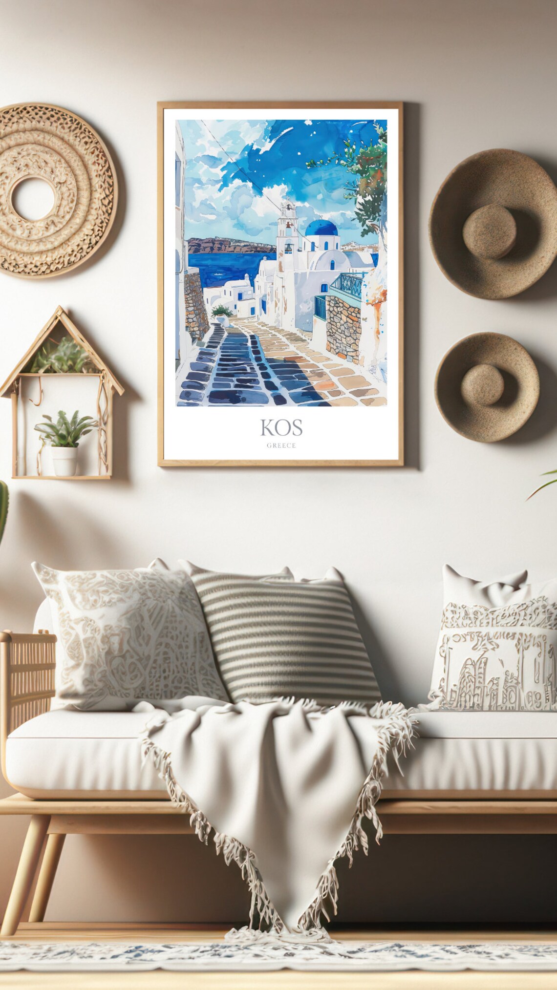 Kos Greece Watercolor Travel Poster, Home Decor - Image 2