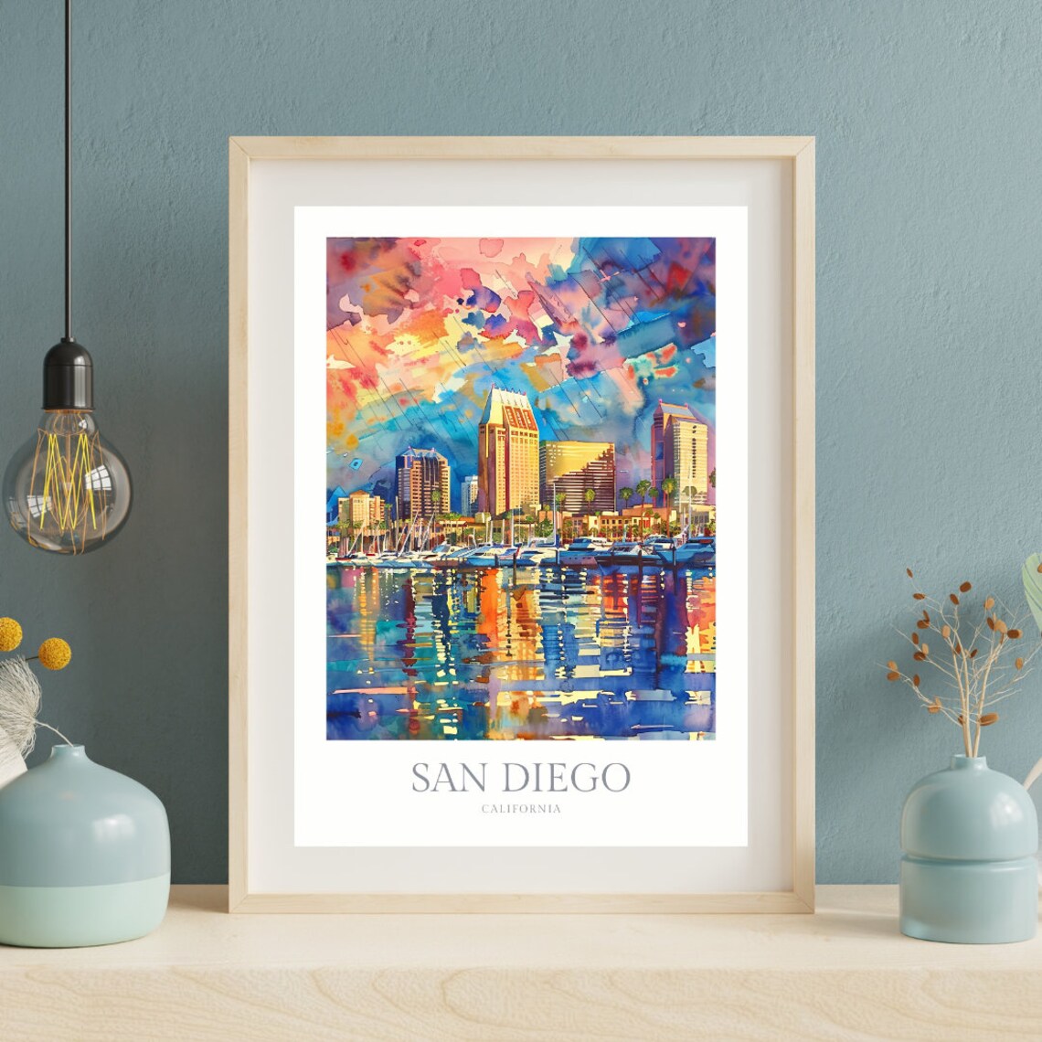 San Diego, California Watercolor Travel Poster - Image 2