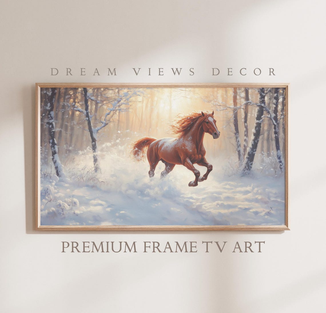 Frame Tv Art Country Winter Frame Tv Art Vintage Holiday Farmhouse Art For Tv Winter Horse Oil Painting Horse Art
