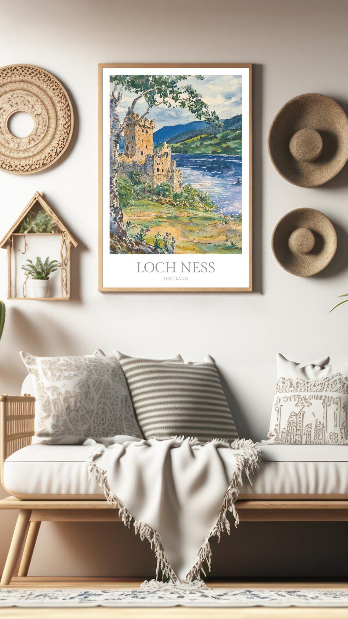 Loch Ness Watercolor Poster, Scotland Travel Poster - Image 2