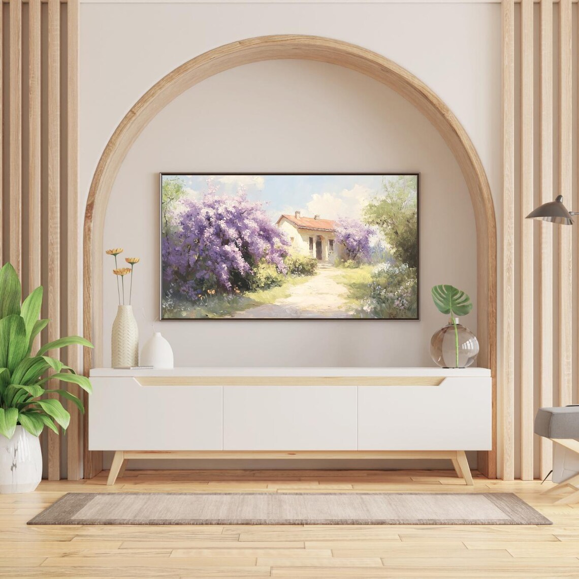 Lilac Garden Vintage Oil Painting Art Print - Image 2