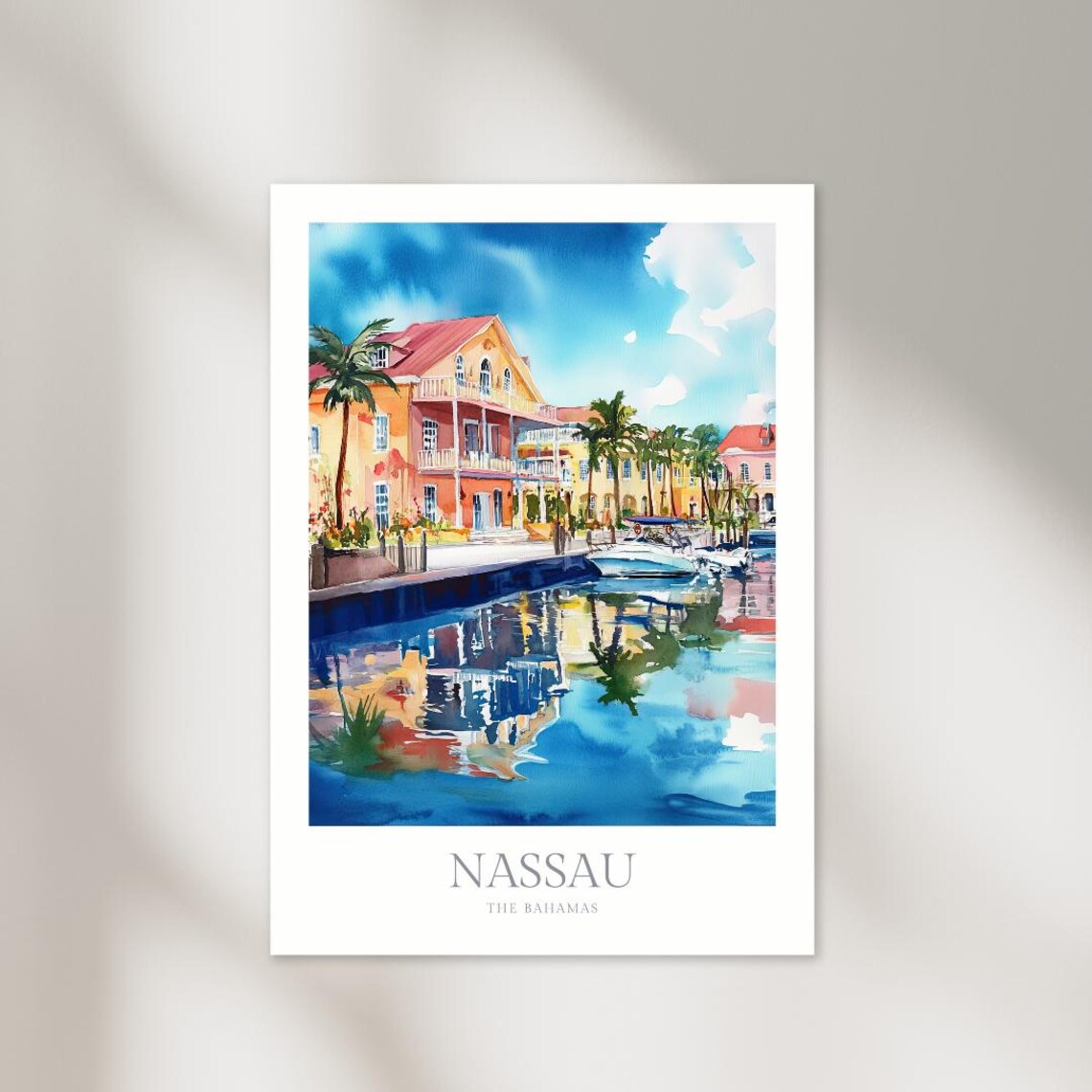 Nassau Bahamas Watercolor Travel Poster Art Print
