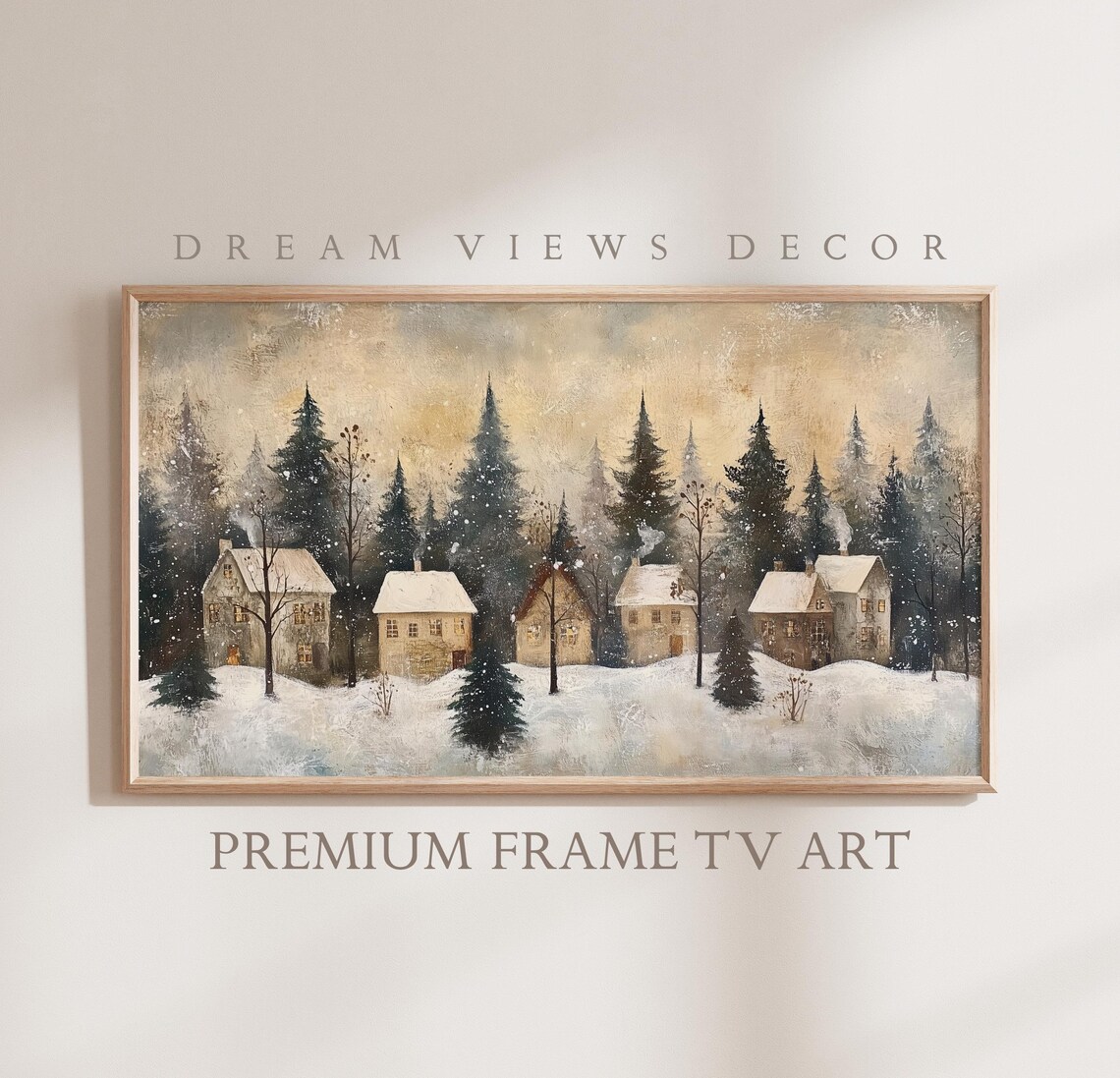 Vintage Christmas Village Holiday Art Print
