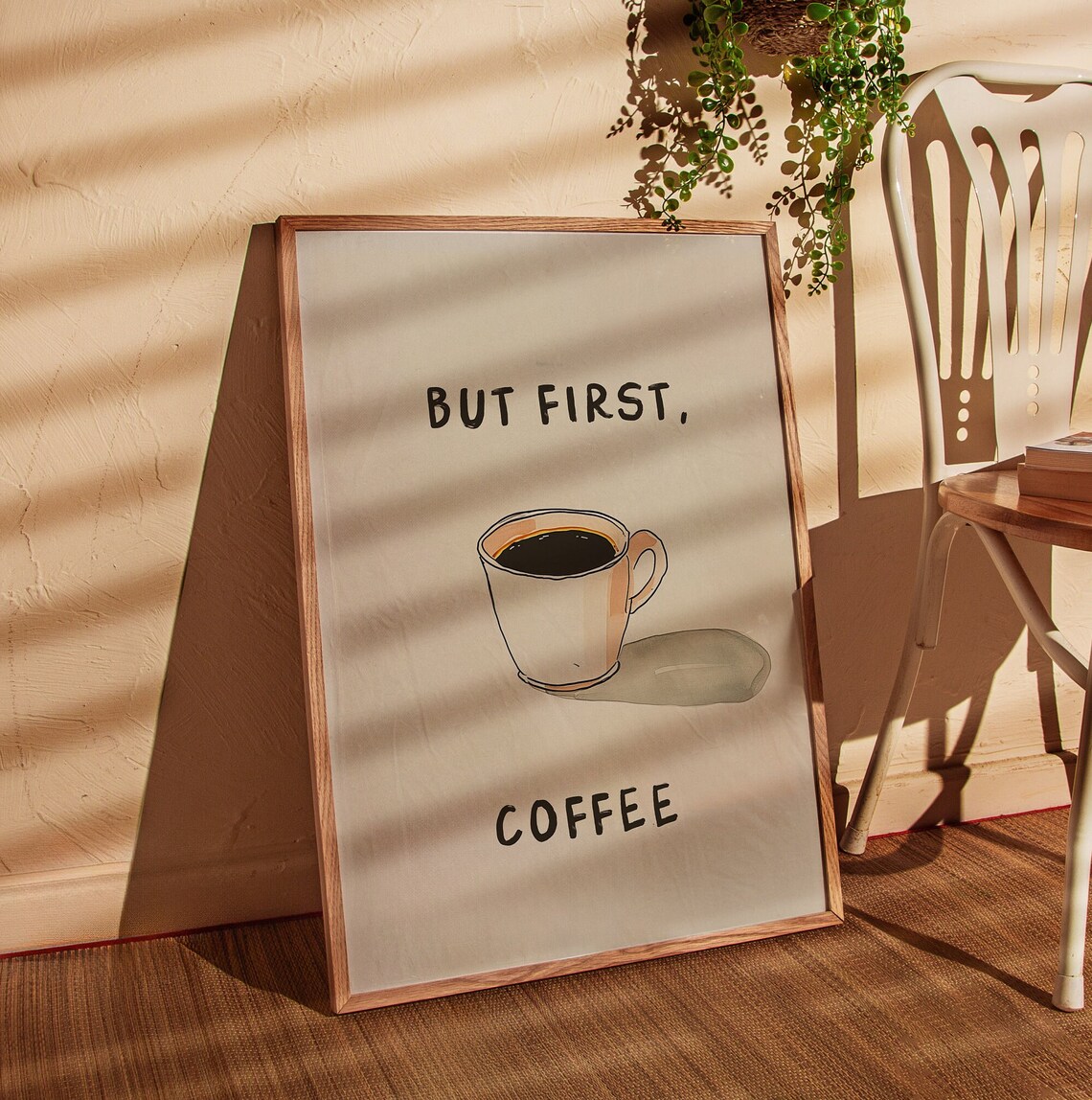But First Coffee Minimal Coffee Art Print - Image 2