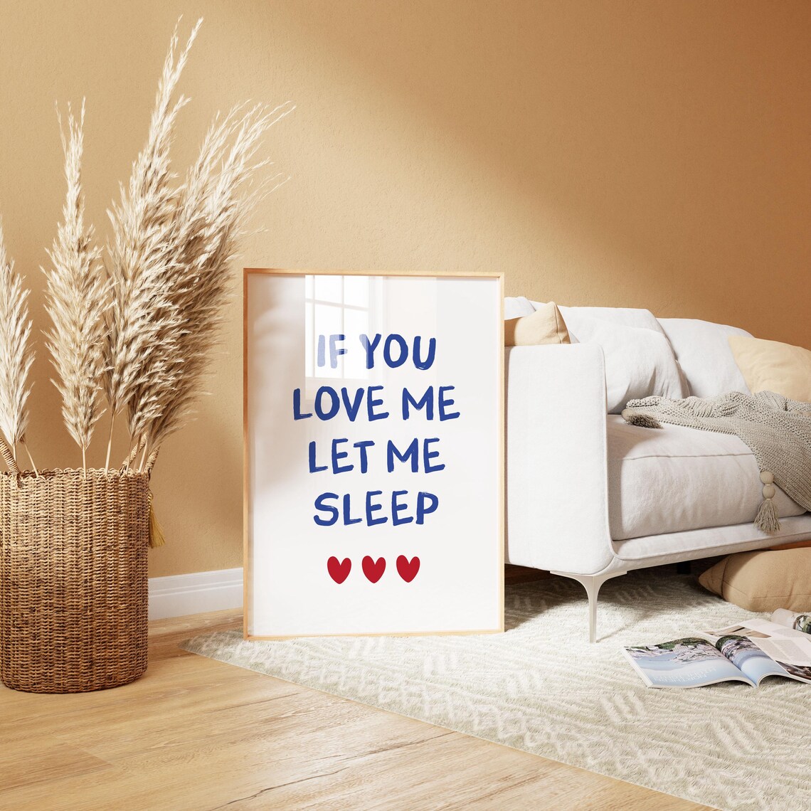 If You Love Me Let Me Sleep Bold Blue Funny Bedroom Quote Poster - Image 2
