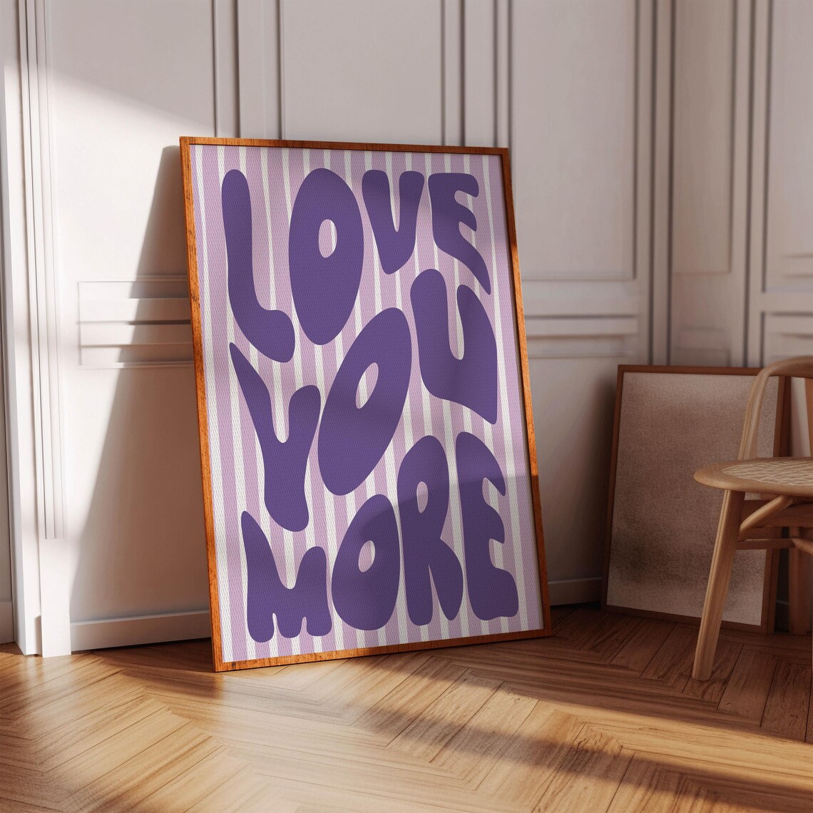 Love You More Groovy Purple Retro Seventies Quote Wall Poster