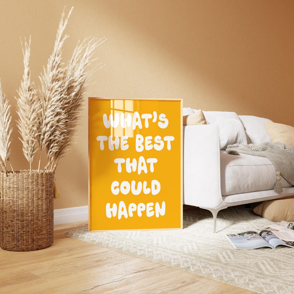 Whats The Best That Could Happen Mustard Yellow Bubble Letter Poster - Image 2