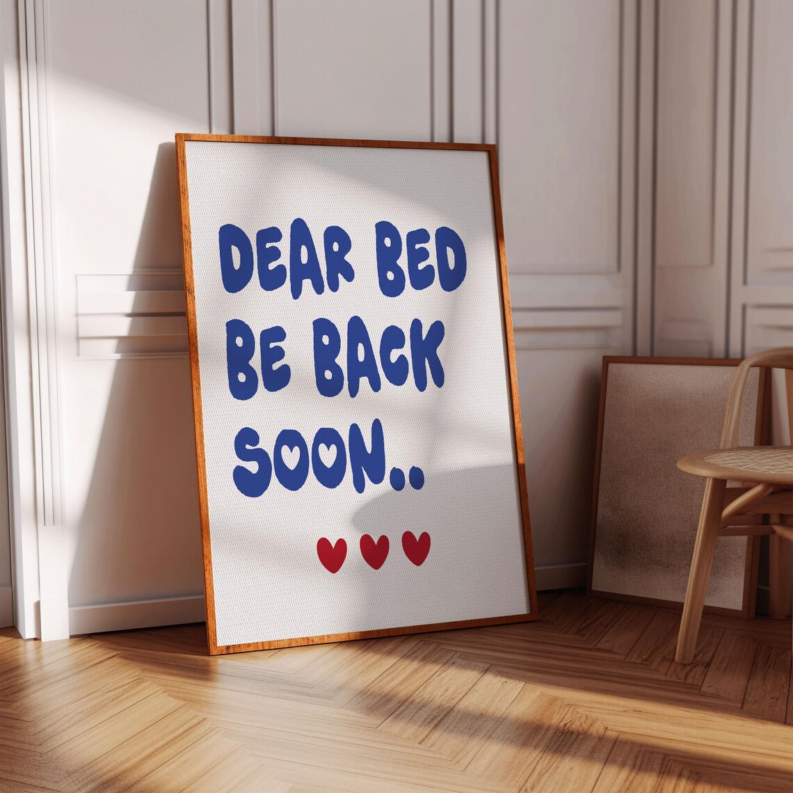 Bedroom Poster Bed Time Wall Decor Dear Be Back Soon Art Nursery Trendy Sleep Typography Print