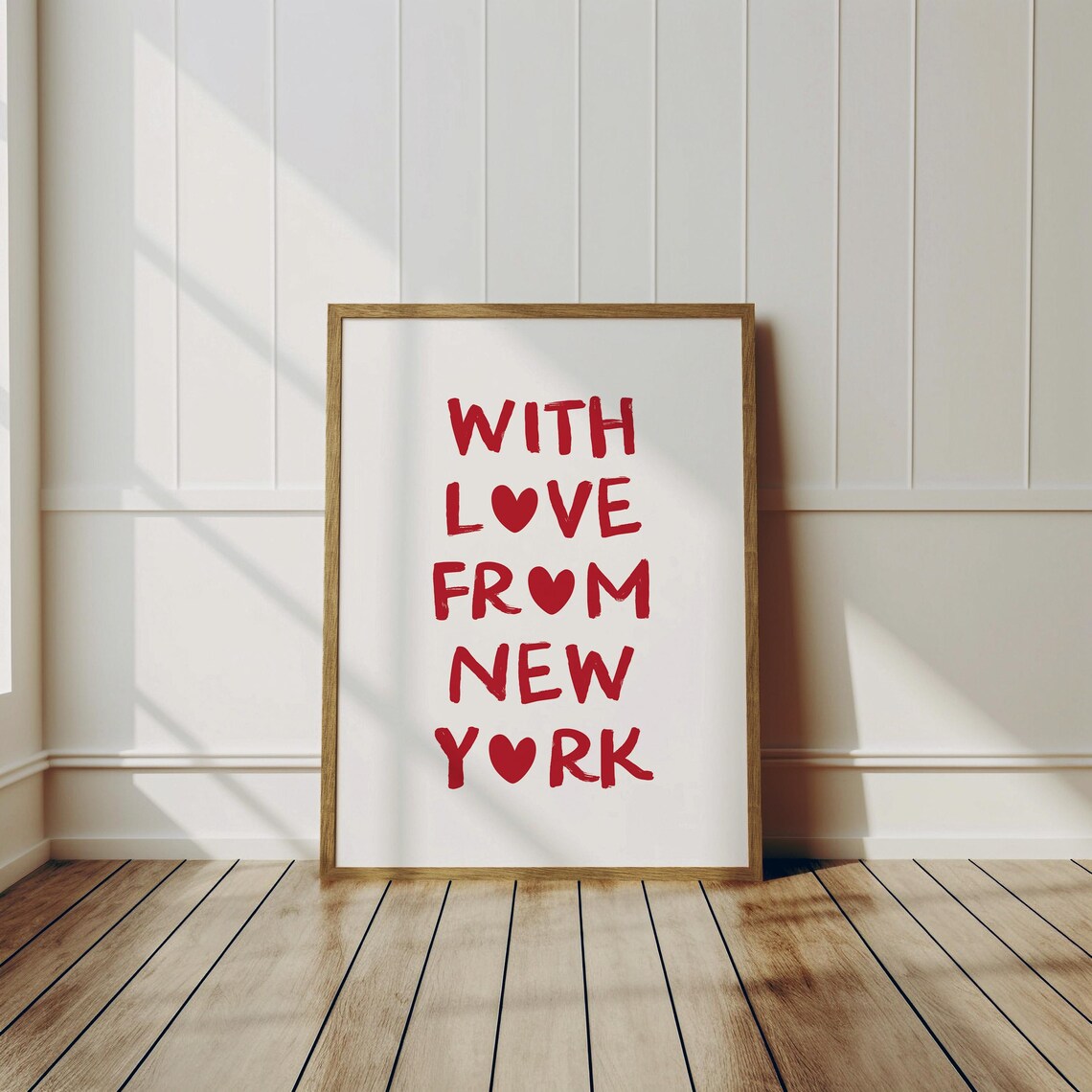 With Love From New York Red Heart Typography Poster Urban Art - Image 3