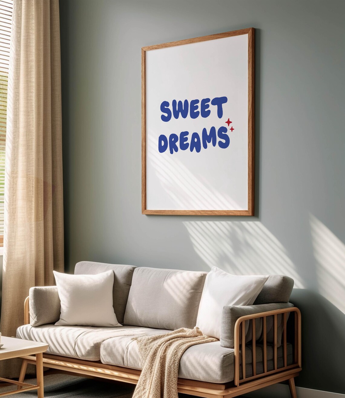 Sweet Dreams Blue Bubble Letter Sparkle Kids Bedroom Wall Poster - Image 2