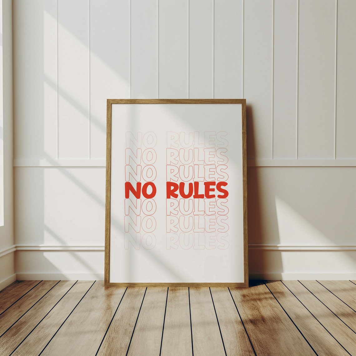 No Rules Red Retro Repeated Typography Aesthetic Quote Poster - Image 3