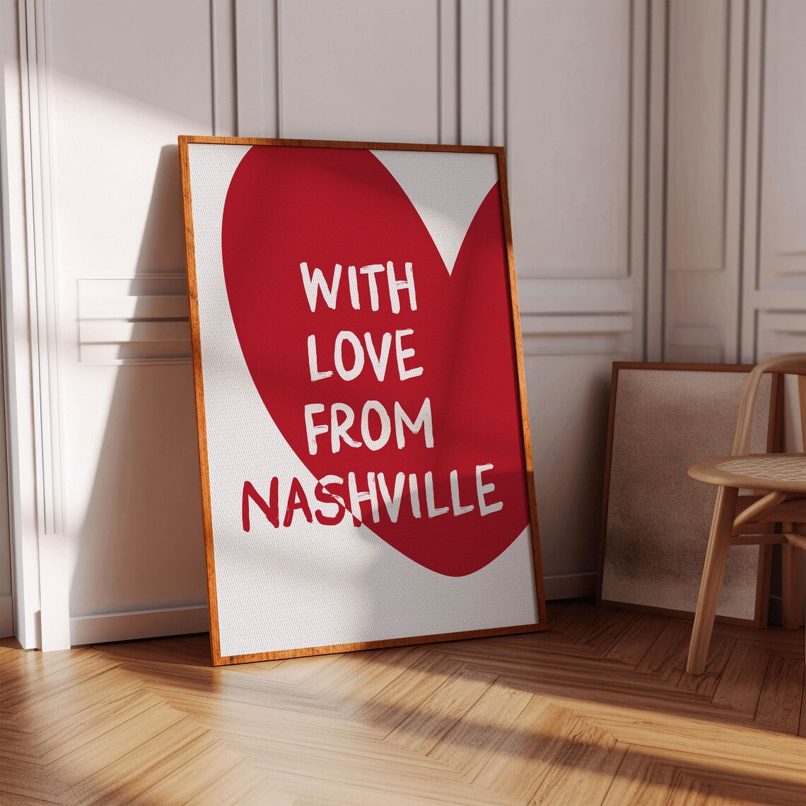 With Love From Nashville Big Red Heart Typography City Souvenir Poster