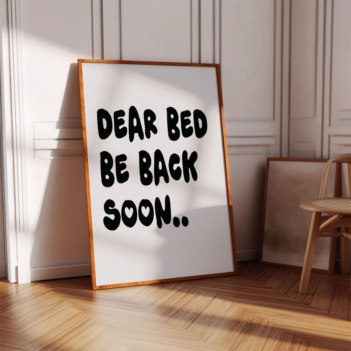 Dear Bed Be Back Soon Funny Sleepy Poster Bedroom Humor Decor