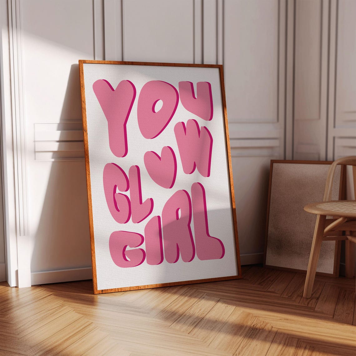 You Grow Girl Print Pink Affirmation Wall Art Trendy Teen Girl Room Decor Retro Print Coquette Wall Art Preppy Aesthetic Prints