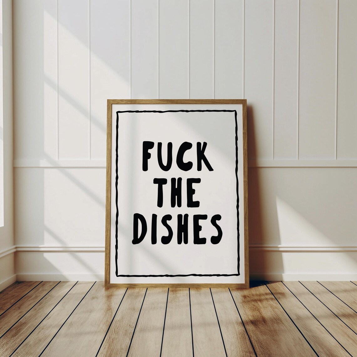 Fuck the Dishes Black Typography Sweary Kitchen Humor Poster