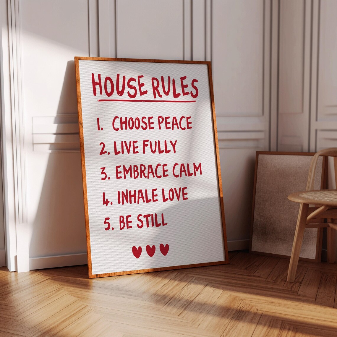House Rules Red Lettering Family Home Entryway Wall Decor Poster