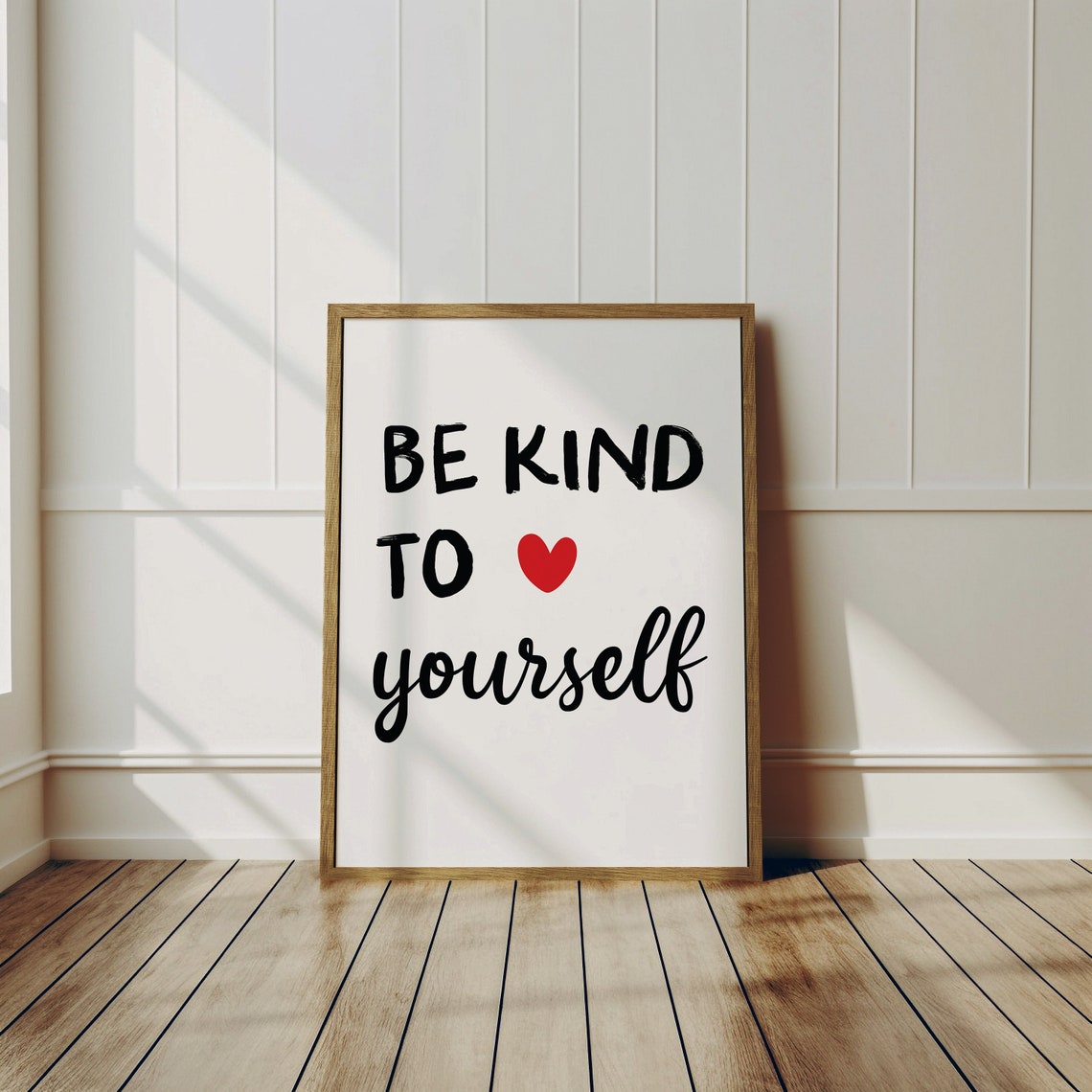 Be Kind To Yourself Red Heart Self Care Quote Art Wall Poster - Image 3