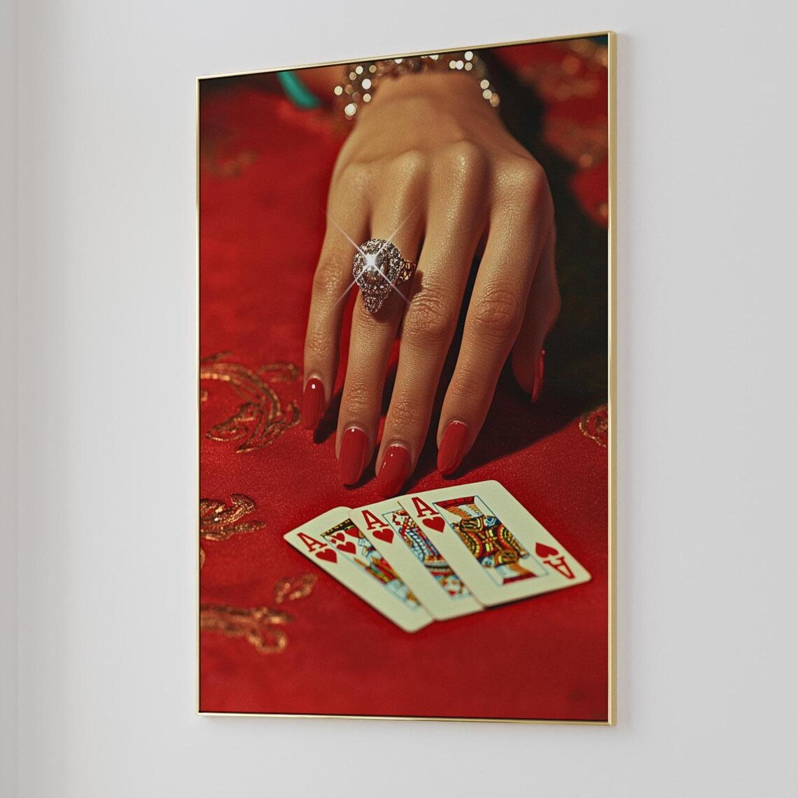 Vintage Playing Cards Art Print, Retro Poker Night