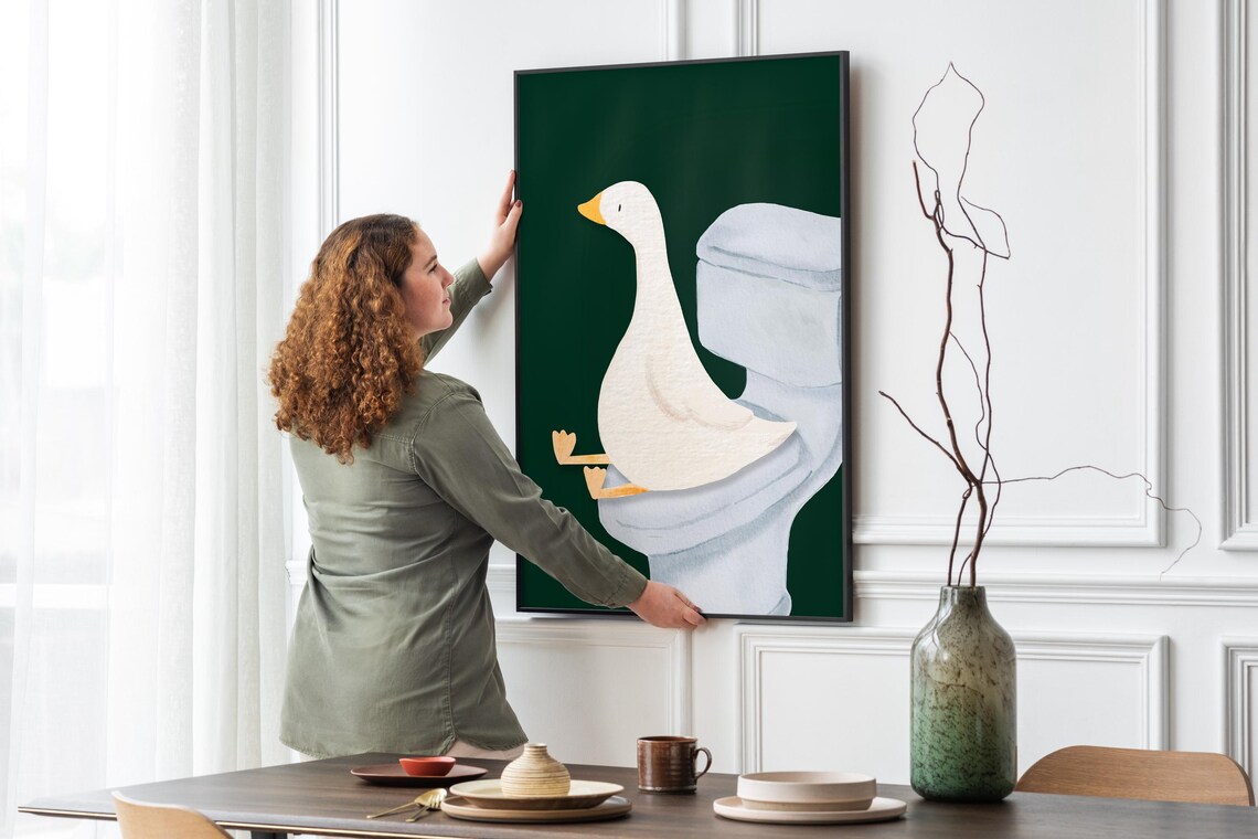 Goose Bathroom Print, Trendy Nursery Decor Art Print - Image 4
