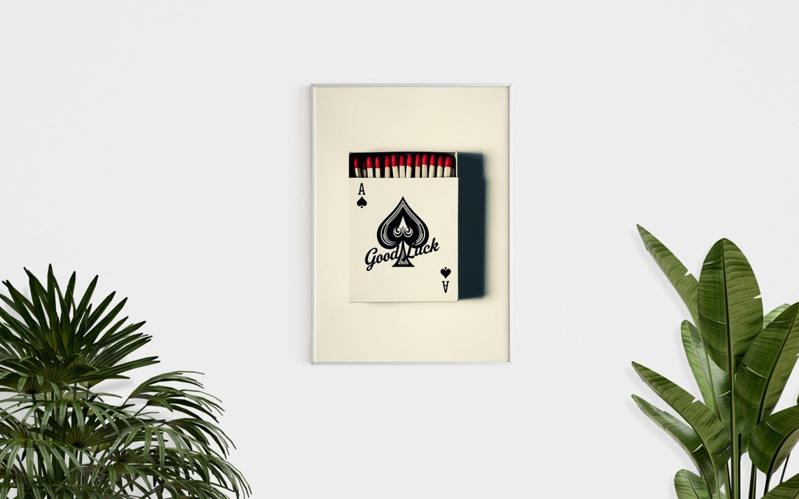 Ace Of Spades Good Luck Matchbox Retro Red Matches Wall Poster - Image 3