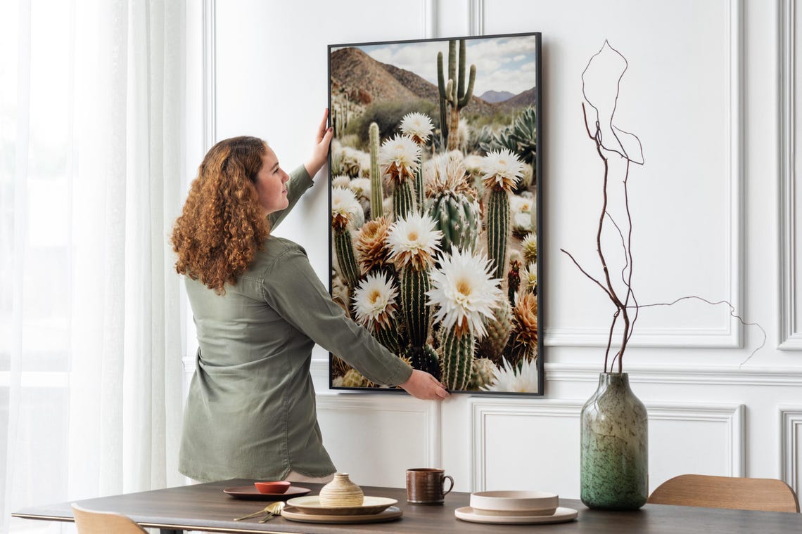 Blooming Cactus Flowers White Blossoms Desert Saguaro Photo Poster - Image 4