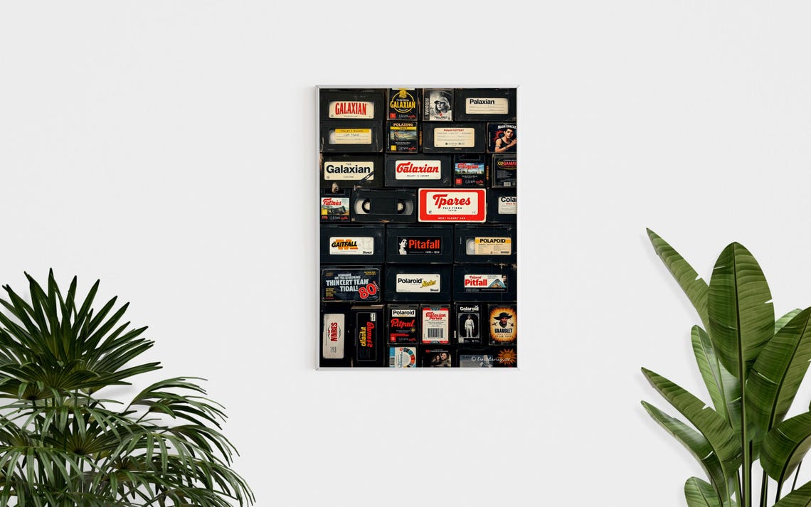Vintage VHS Cassette Tapes Retro Labels Nostalgic Collage Poster - Image 2