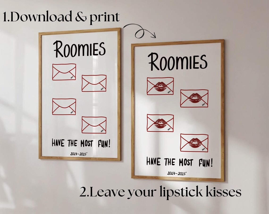 Roomies Have the Most Fun Lipstick Kiss Envelopes 2024-2025 Poster - Image 3