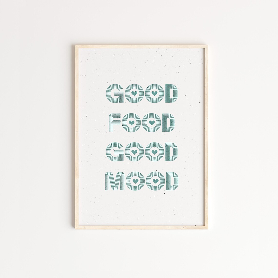 Good Food Good Mood Retro Teal Typography Cheerful Kitchen Decor Poster