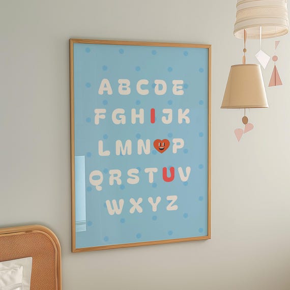 Alphabet Nursery Poster I Love You Abc Print Kids Wall Art