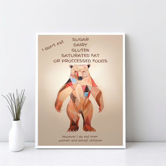 Funny Foodie Poster Kitchen Art Humor Decor Quirky Childrens Animal Wall Gift Fine Print Jpg Sg36