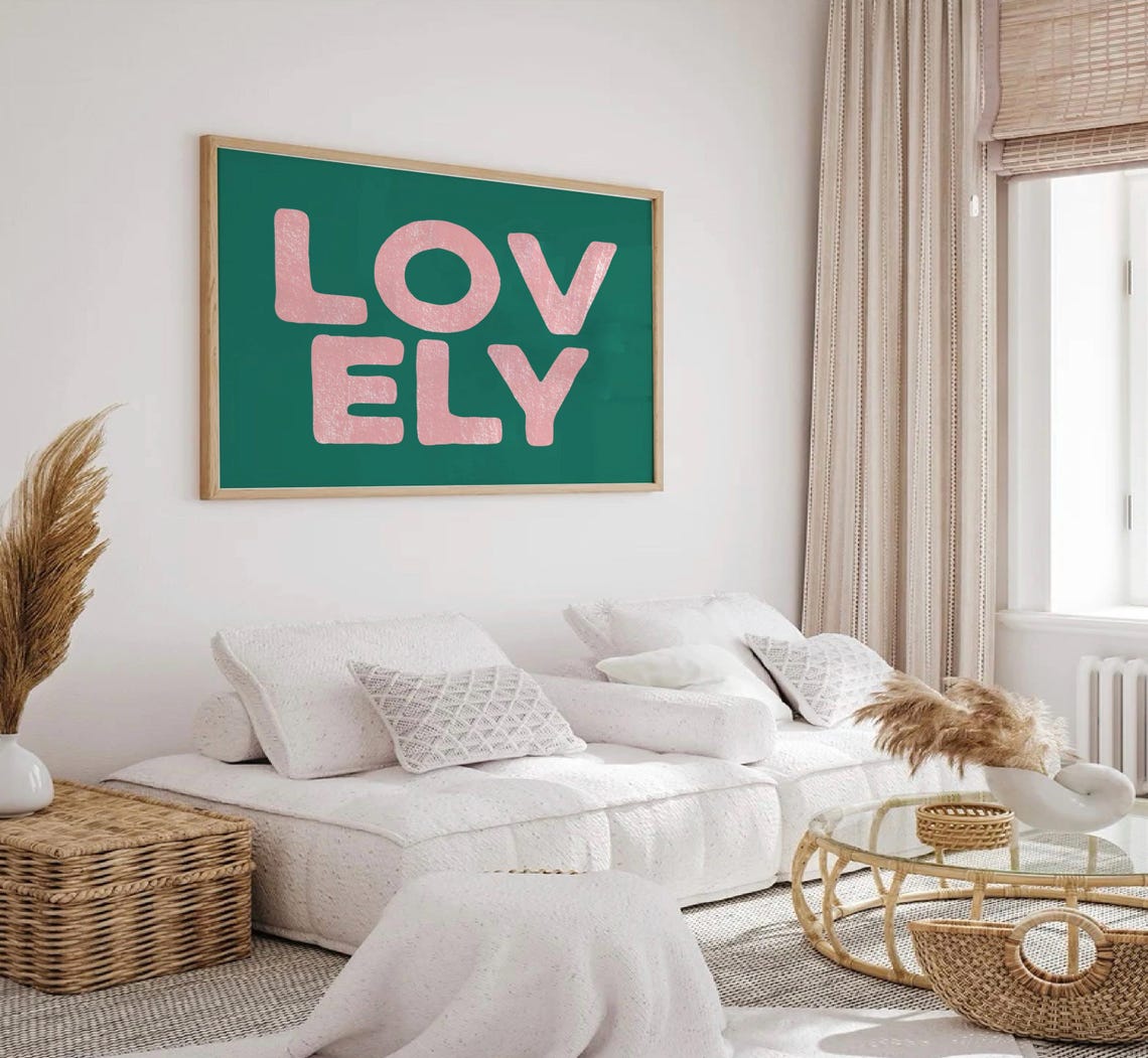 Lovely Pink Green Bold Retro Textured Typography Dorm Room Poster - Image 2