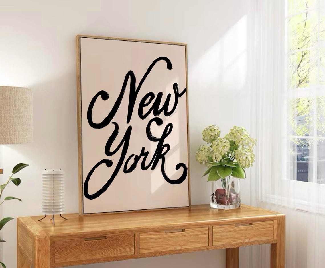 New York Black Script City Typography Modern Wall Decor Poster - Image 2