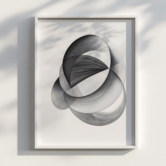 Inner Orbits Minimal Geometric Donut Abstract Portrait Modern Circular Shape Wall Art Contemporary Decor
