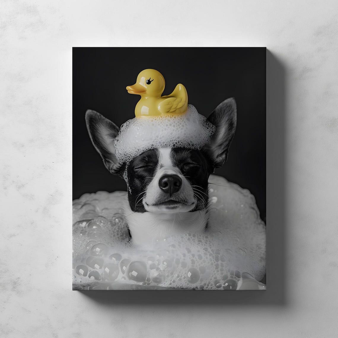 Basenji Dog Foamy Bubble Bath With Rubber Duck Funny Pet Poster - Image 2