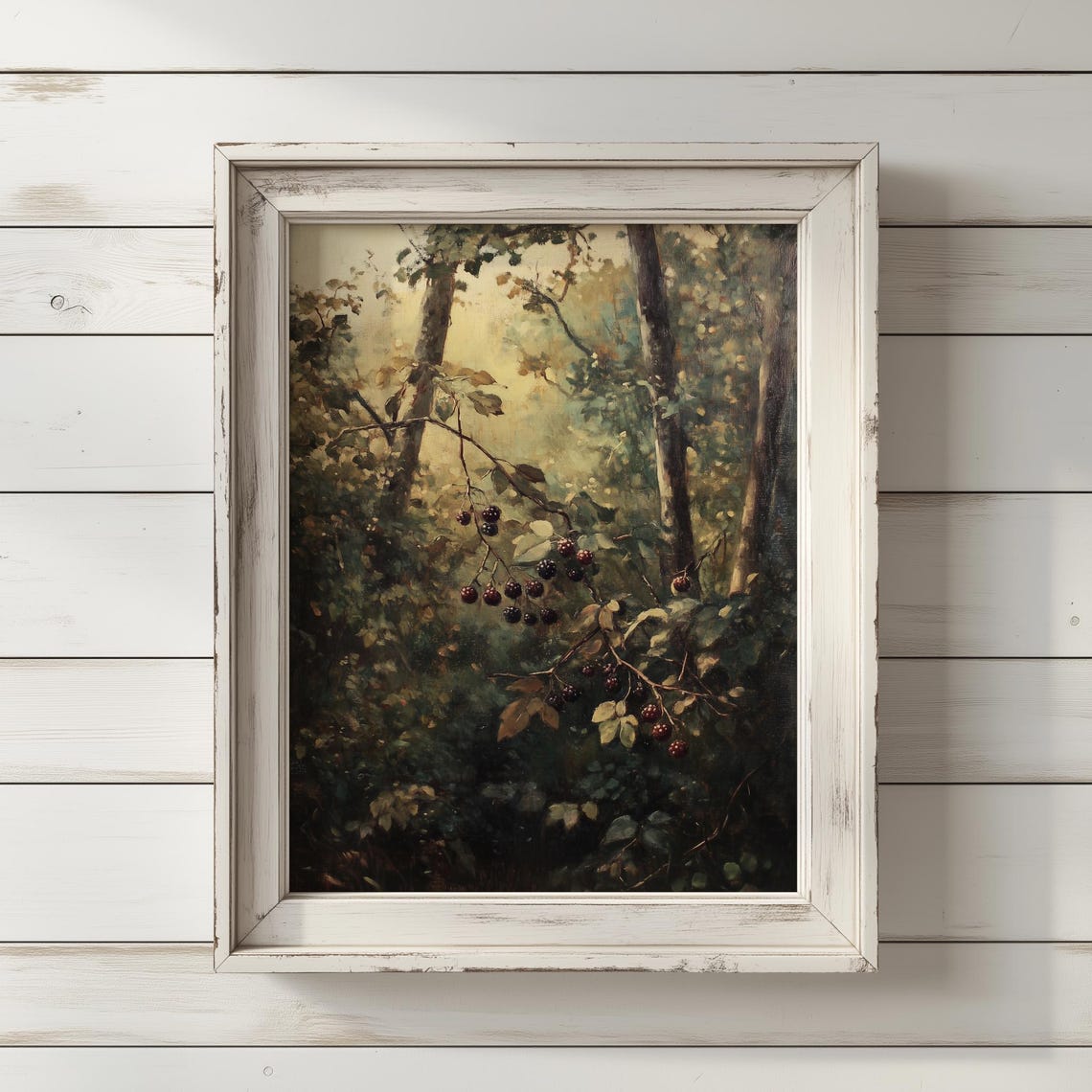 Wild Blackberries Forest Brambles Moody Woodland Botanical Print