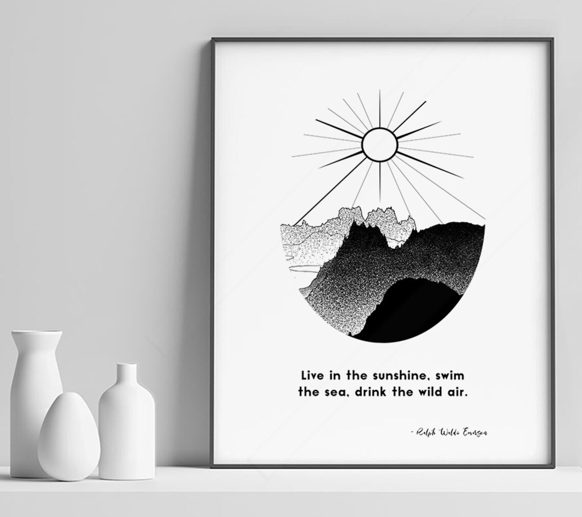 Ralph Waldo Emerson Live In The Sunshine Minimalist Line Art Poster