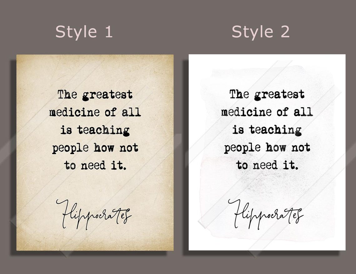 Hippocrates Greatest Medicine Of All Typewriter Parchment Quote Poster - Image 2