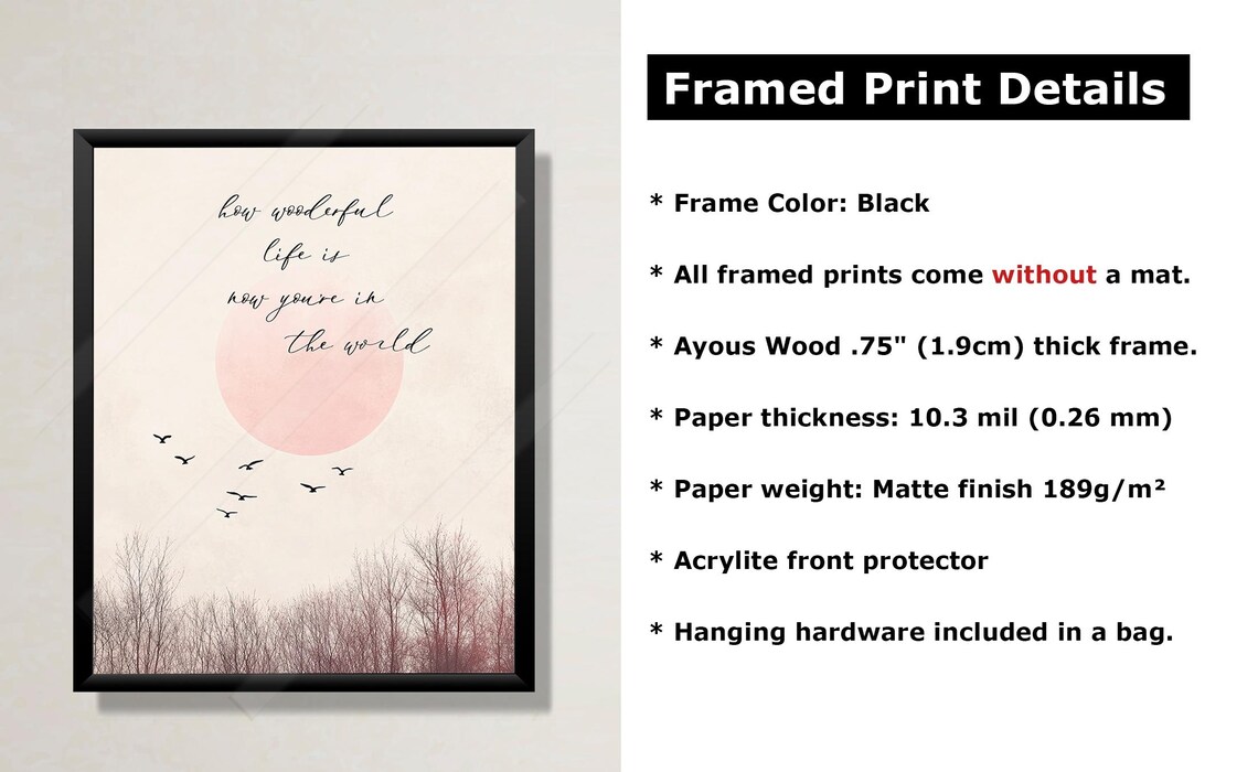 How Wonderful Life Is Now You Are In The World Nursery Quote Print - Image 3