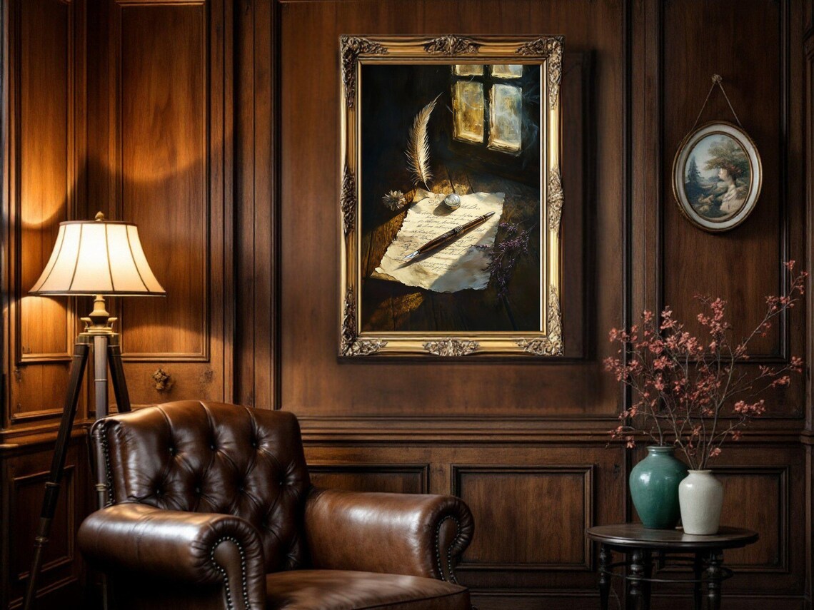 Dark Academia Vintage Writers Desk Art Print - Image 2