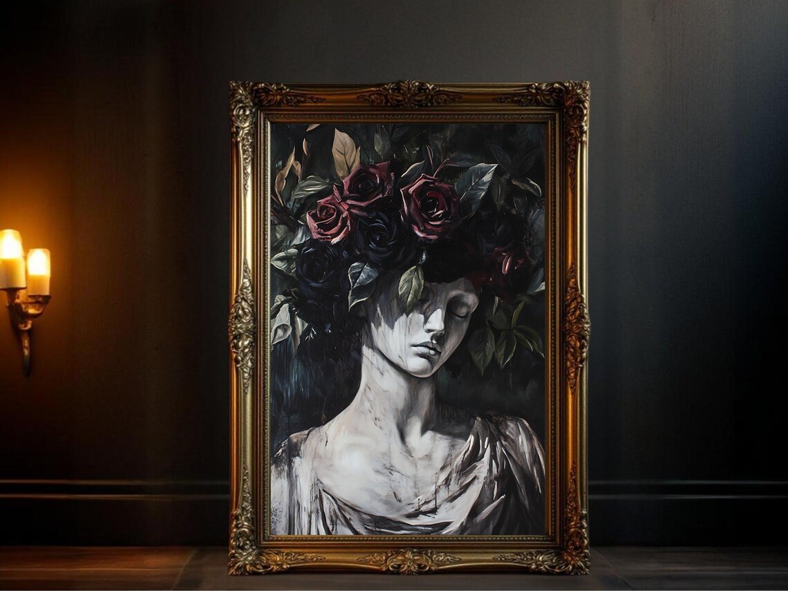Gothic Renaissance Mysterious Woman Portrait Art Print