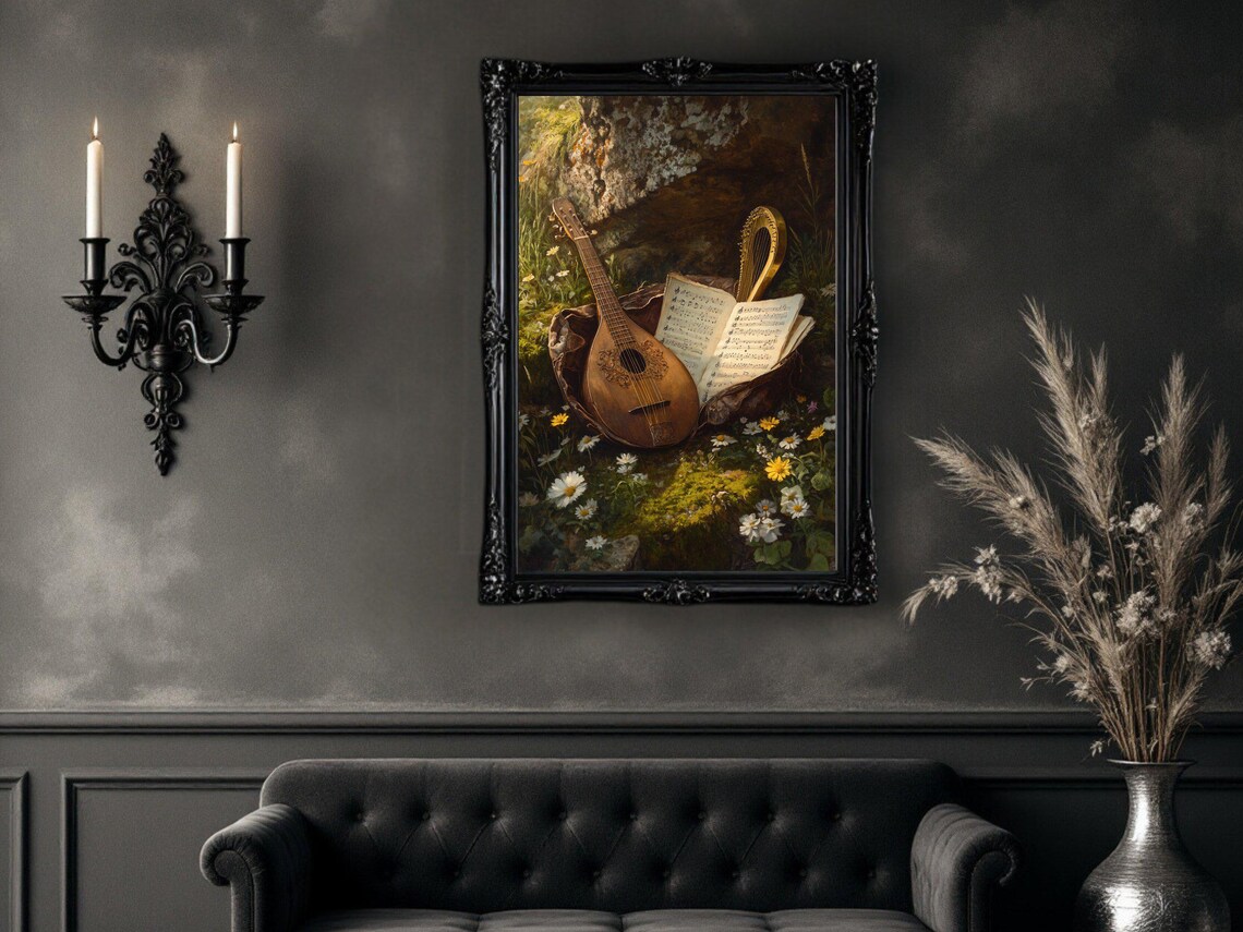 Vintage Mandolin And Lyre, Antique Musical Instruments - Image 2