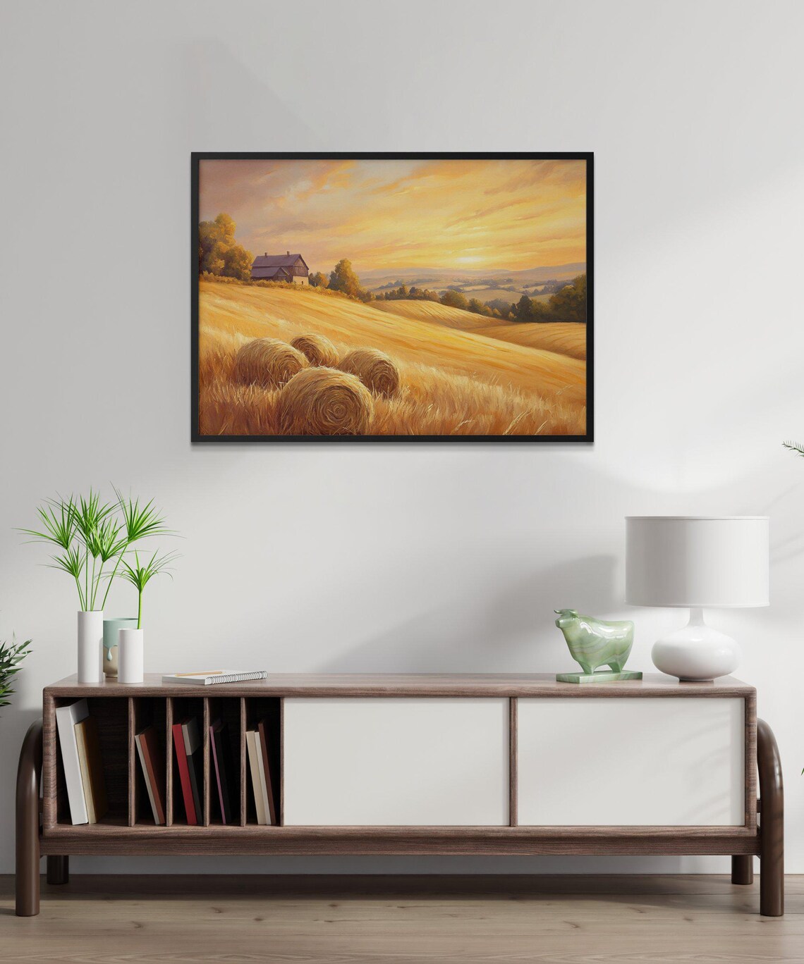 Country Sunset Farmhouse, Rustic Landscape Poster - Image 2