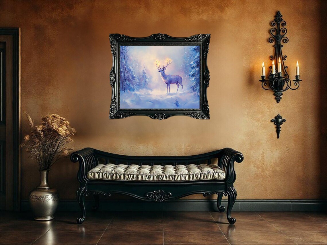 Enchanted Deer in Winter Forest, Mystical Landscape - Image 3