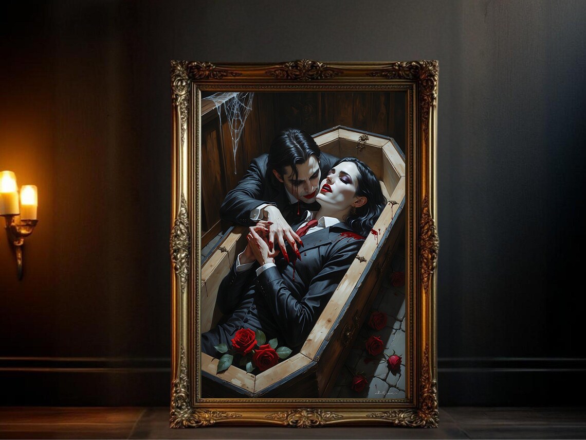 Gothic Vampire Art Print, Dark Fantasy Romance