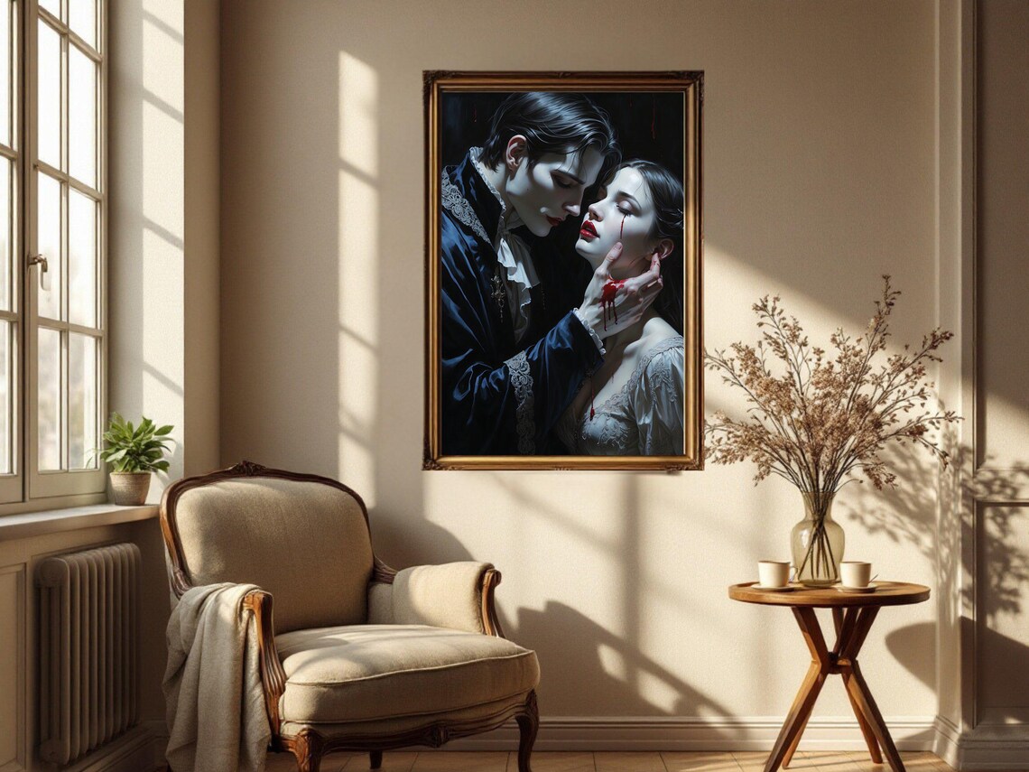 Gothic Vampire Lover, Dark Romantic Horror Art - Image 2