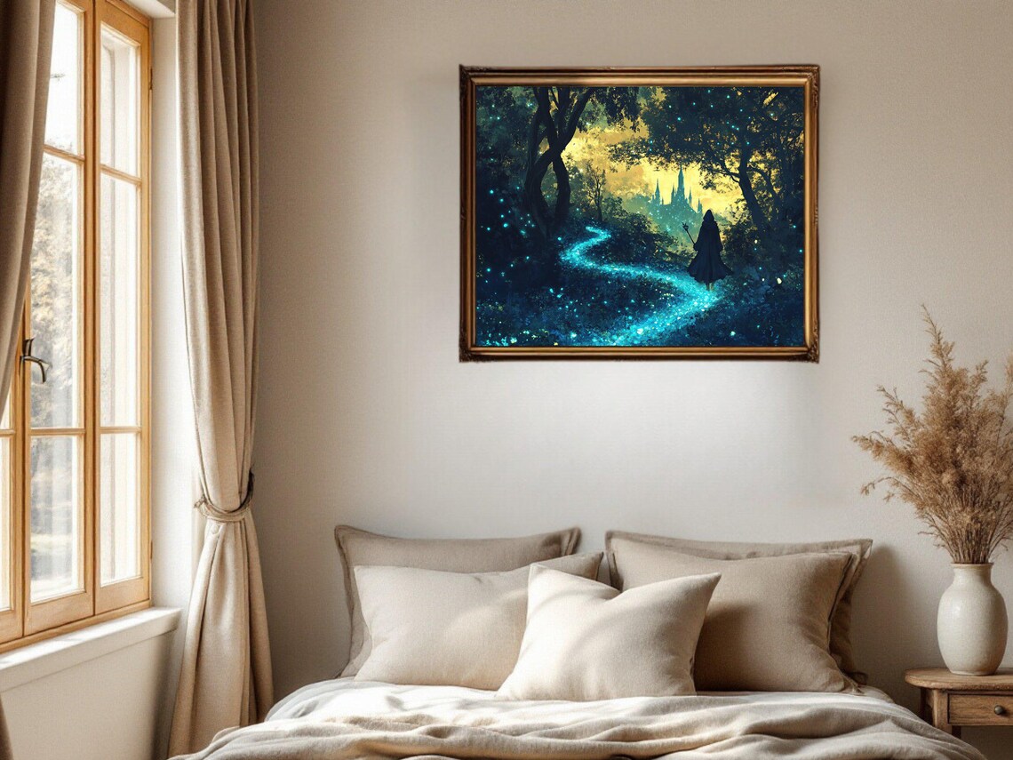 Fantasy Castle Art Print, Enchanted Forest Path - Image 2