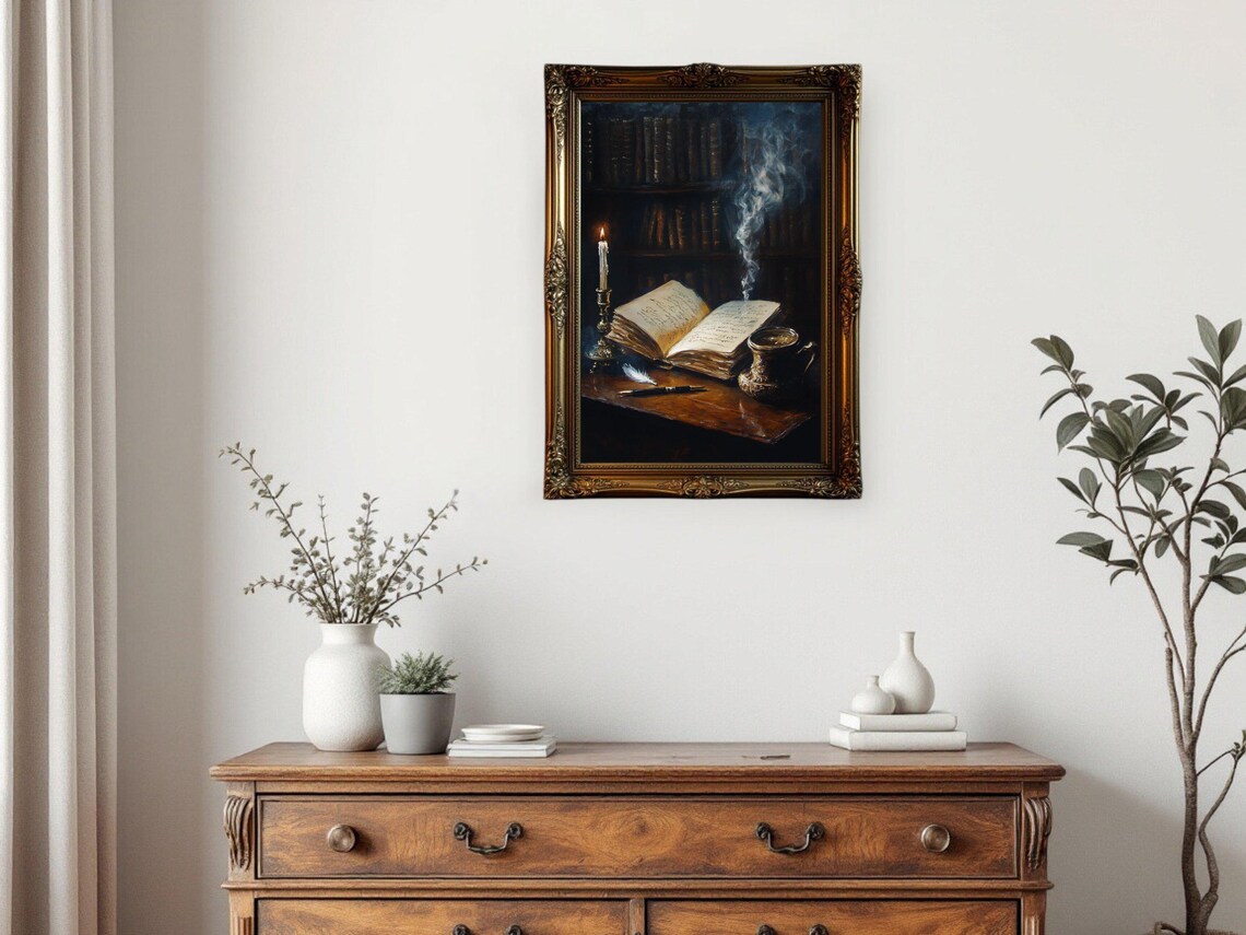 Dark Academia Vintage Book And Candle Art Print - Image 3
