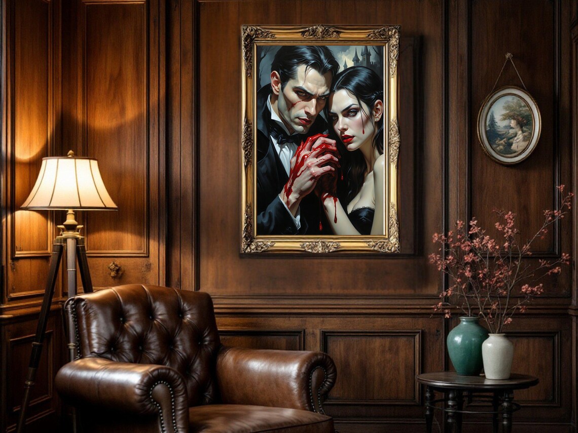 Vampire Gothic Couple, Dark Fantasy Decor - Image 3