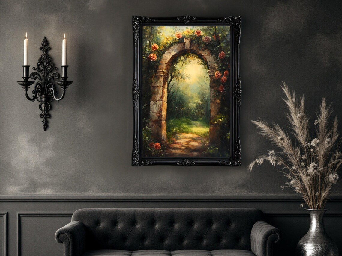 Enchanting Garden Arch, Mystical Pathway Art Print - Image 2