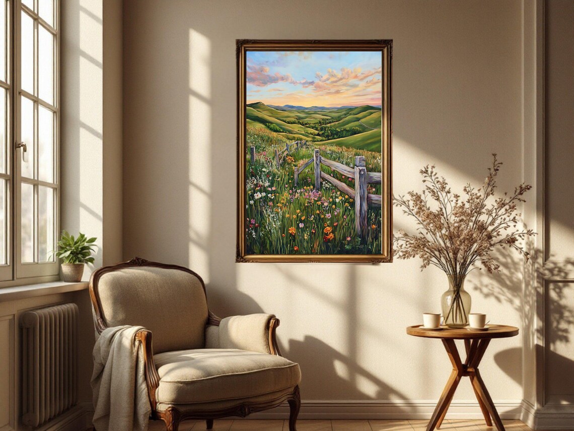 Countryside Landscape, Serene Green Hills Fine Art Print - Image 3